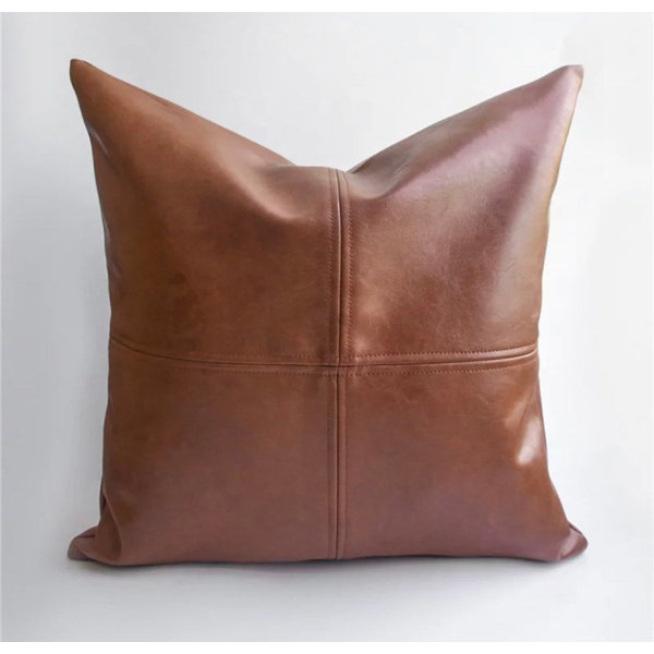 Camel faux leather pillow sale